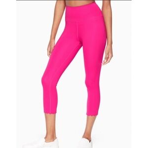 Kate Spade New York Women's Hot Pink Scallop Crop Leggings High Rise Size Small